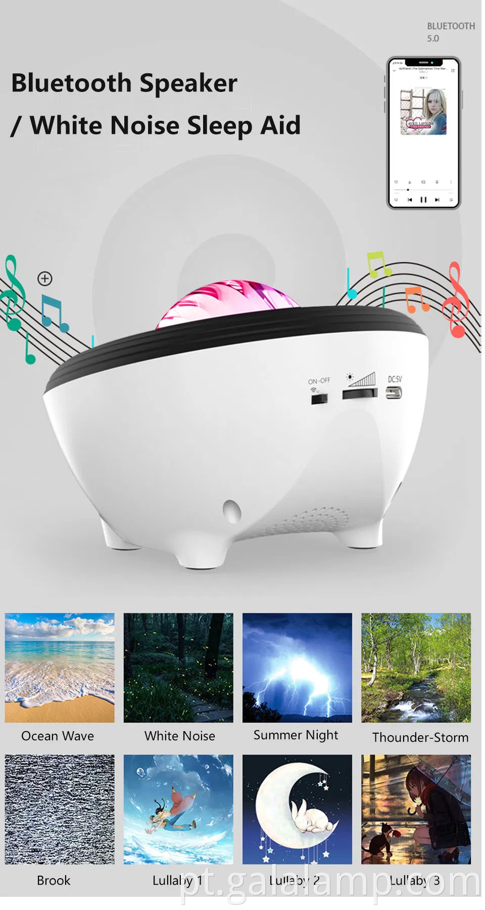 Aurora Star Projector Galaxy Projector Luzes para o quarto, Wi -Fi Nebula teto Projecor Night Light With Music Speaker